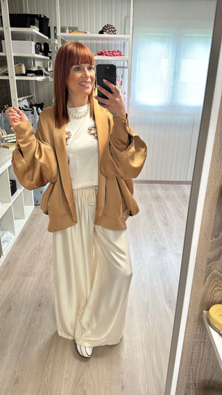 Veste satinée oversize bronze/cuivré
