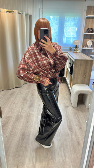 Chemise à carreaux bordeaux