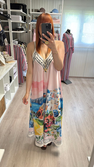 Longue robe Santorin rose