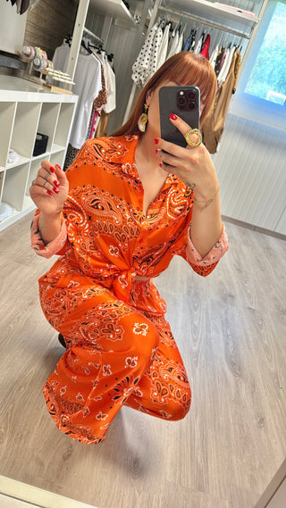 Ensemble bandana orange (chemise et pantalon)
