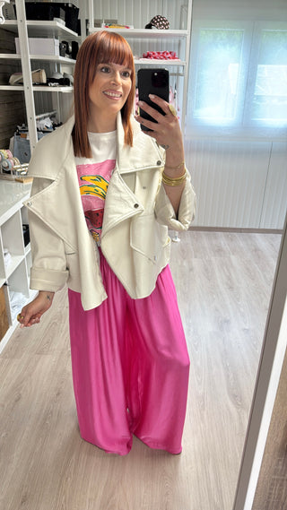 Perfecto oversize similicuir écru