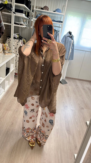 Chemise oversize marron en tencel