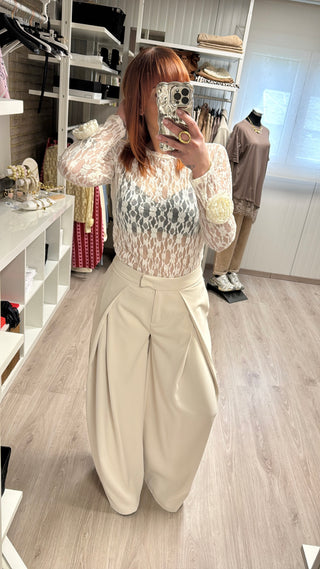 Pantalon beige à pinces