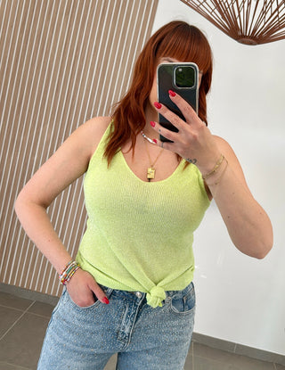 Top pailletté vert