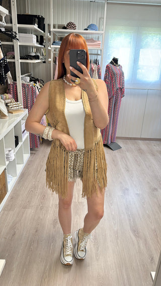 Gilet bohème à franges