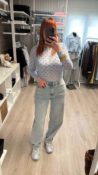 Jean barrel gris/bleu