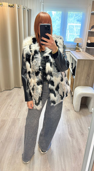 Veste fourrure patchwork