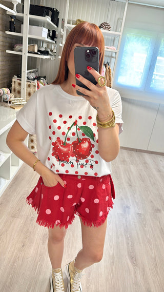 T-shirt cerises 🍒 et perles