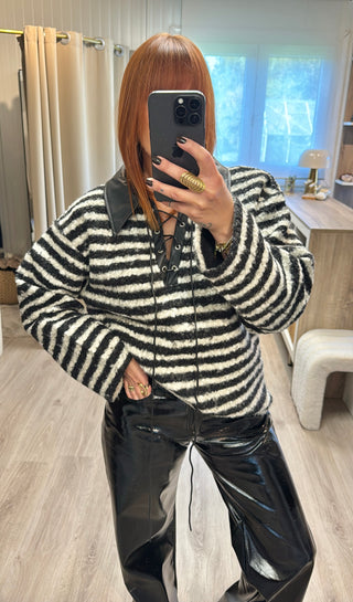 Pull Teddy col en fausse fourrure