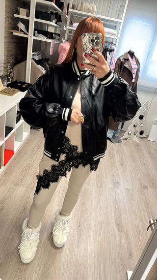 Bomber similicuir noir Lumina