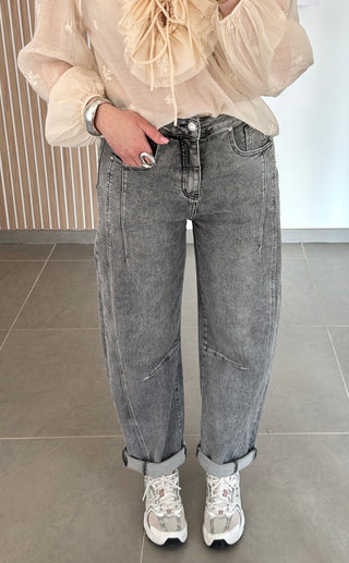 Jean barrel gris