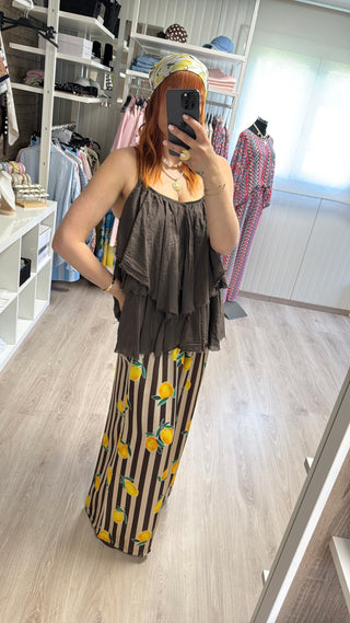 Précommande Pantalon fluide imprimé citrons