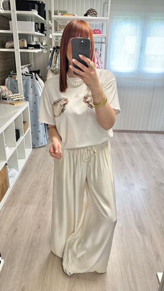 T-shirt coquillages et perles