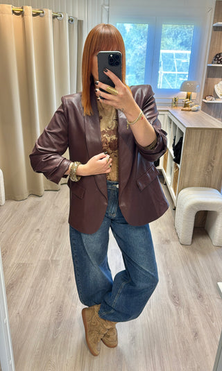 Blazer similicuir lie de vin