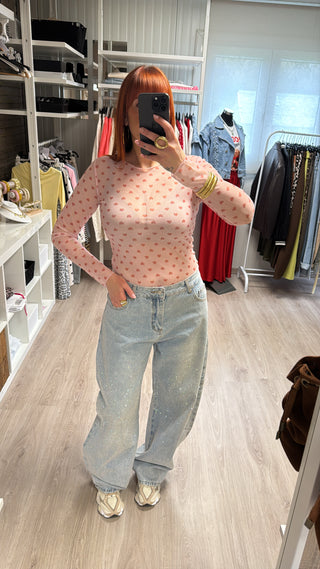 Jean barrel à strass