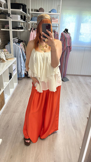 Précommande Pantalon fluide orange