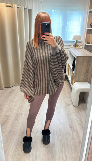 Legging lycra Lumina marron/taupe