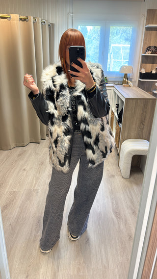 Veste fourrure patchwork