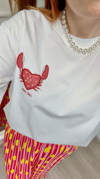 T-shirt crabe et perles
