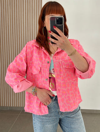 Veste jean léopard