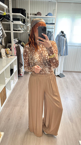Pantalon fluide camel