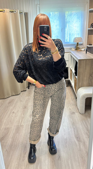 Sweat dentelle velours noir
