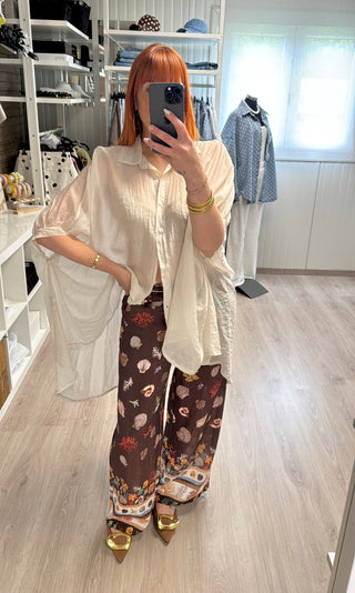 Pantalon fluide coquillages marron