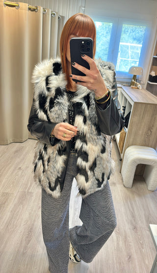 Veste fourrure patchwork