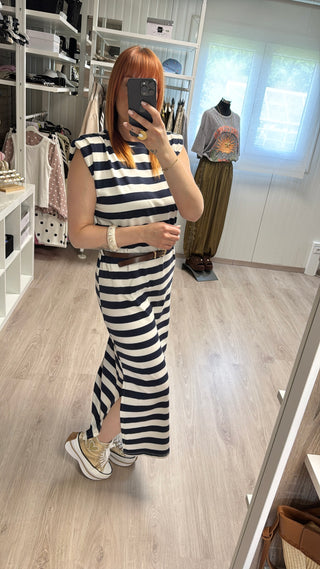 Robe marinière bleue marine/écru
