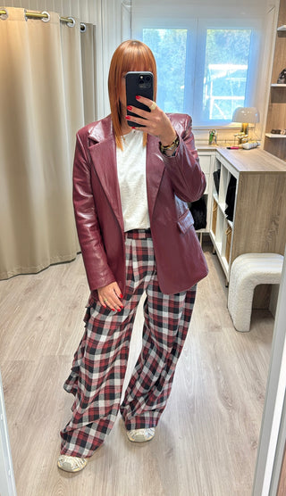 Pantalon Lumina à carreaux et volants