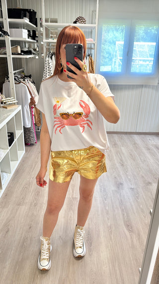 Short métallisé doré