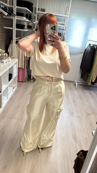 Pantalon cargo dentelle