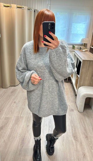 Pull overzise gris chiné