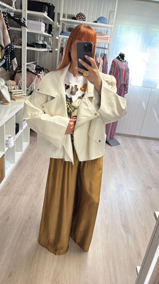 Perfecto oversize similicuir écru