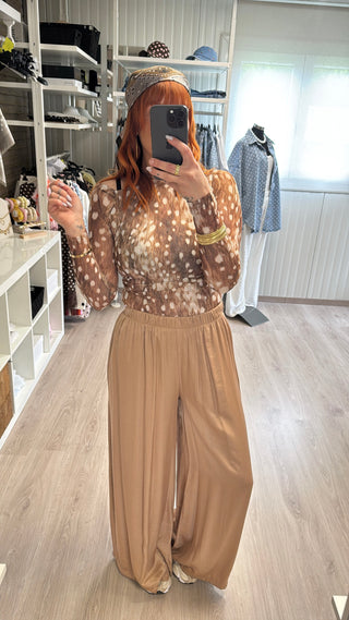 Pantalon fluide camel