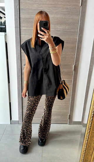 Legging maillot évasé léopard