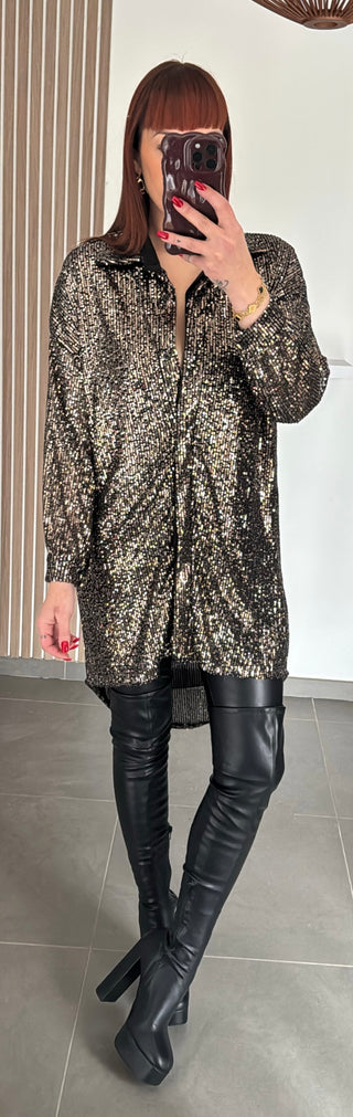 Robe/tunique sequins chocolat