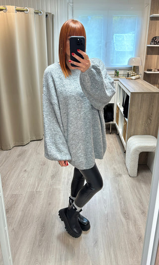 Pull overzise gris chiné