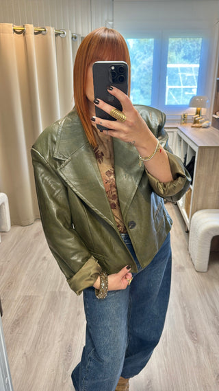 Veste similicuir Kaki