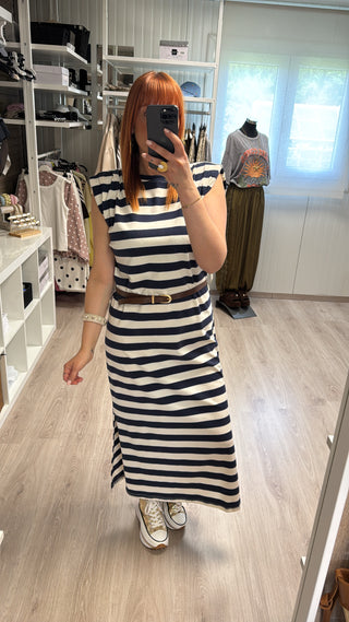 Robe marinière bleue marine/écru