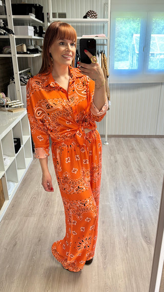 Ensemble bandana orange (chemise et pantalon)