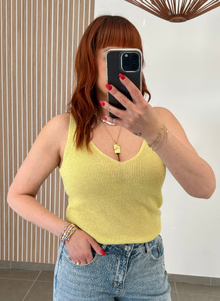 Top pailletté jaune