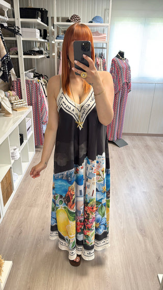 Longue robe Santorin noire