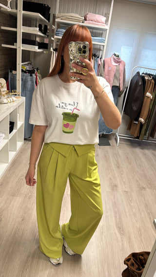 Pantalon tailleur vert Lumina