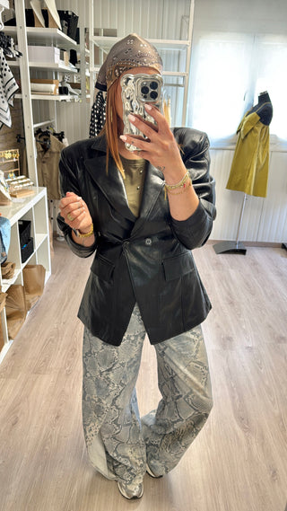 Veste couture similicuir noire