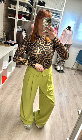 Pantalon tailleur vert Lumina