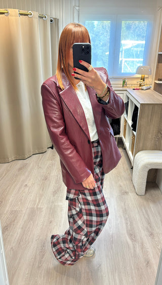 Blazer bordeaux similicuir Lumina