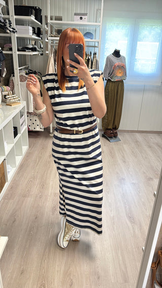 Robe marinière bleue marine/écru