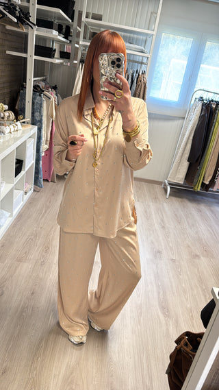 Ensemble beige à strass