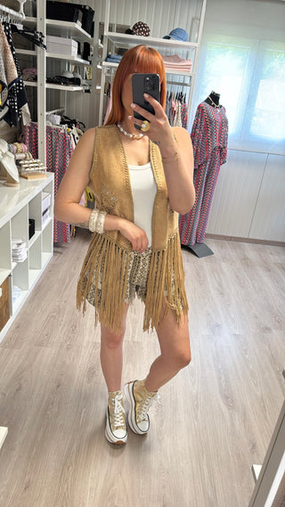 Gilet bohème à franges